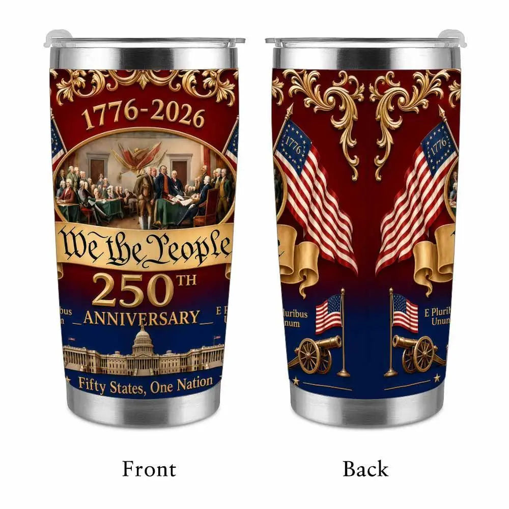 We the People 250Th Anniversary Patriotic Car Cup (40Oz/30Oz/20Oz) American Independence Print Double Wall Stainless Steel Leakproof Keeps Drinks Hot or Cold Perfect for Office Travel Outdoor Events Holiday Celebration Gift for Friends Summerwins