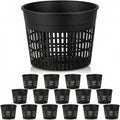 16 Pcs Aquatic Plant Pots 6 Inch round Pond Plant Baskets Net Pots for Hydroponics Black Plastic Mesh Pond Containers for Hydroponics Live Aquarium Flowers