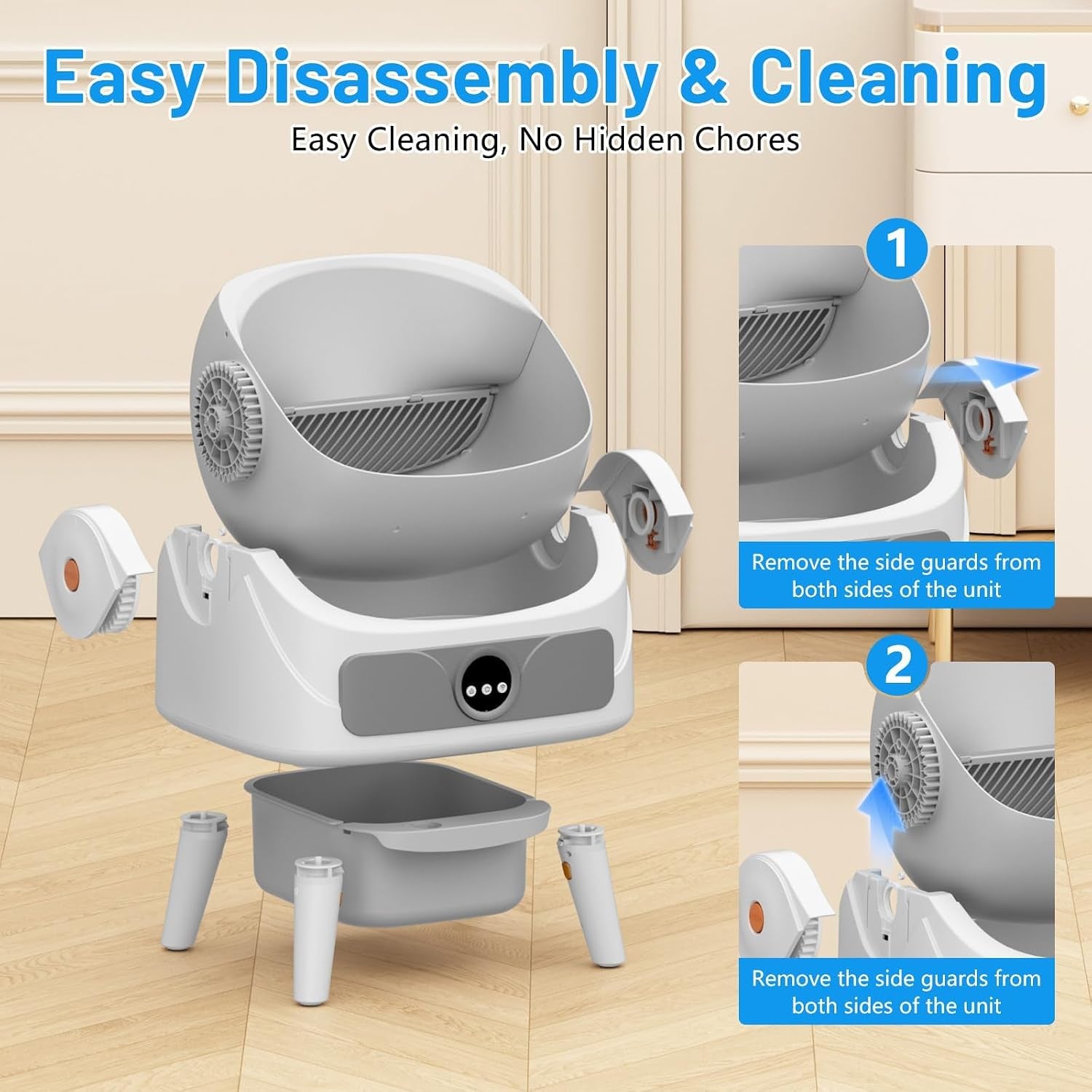 Self Cleaning Cat Litter Box, Open-Top Automatic Litter Box for Multiple Cats, Large Capacity Robot, APP Control, Safety Protection, 2 Rolls Litter Liners Bag, 1 Odor Eliminator, Cat Gift