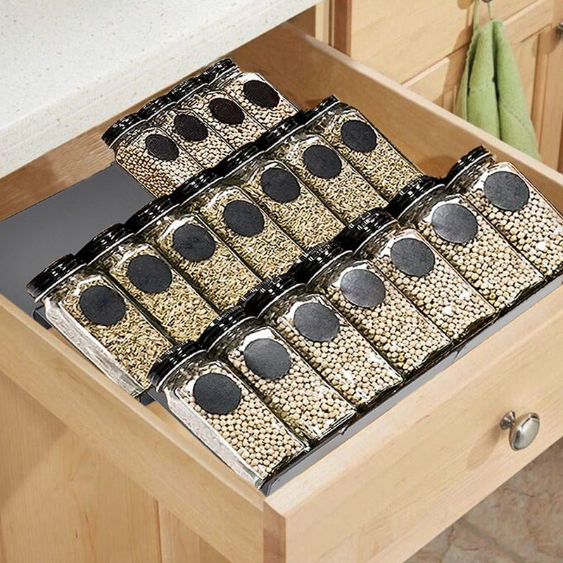 6 Pcs Spice Storage Rack Kitchen Drawer Seasoning Holder Stacked Stepped Drawer Spice Bottles Organizing Seasoning Display Racks