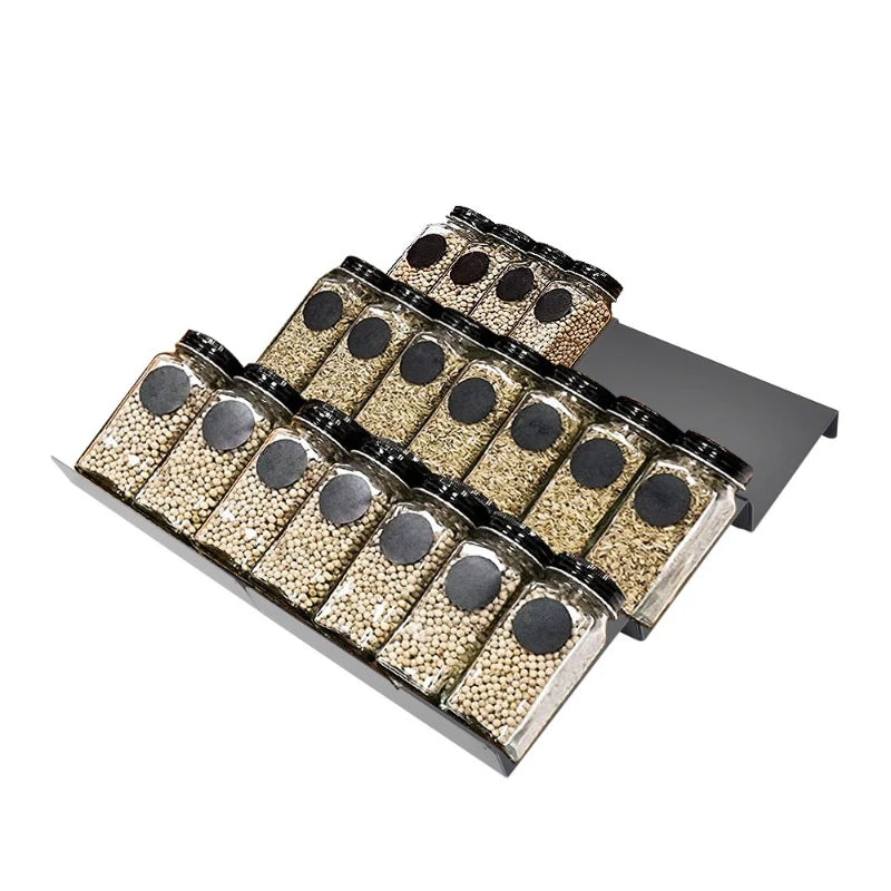 6 Pcs Spice Storage Rack Kitchen Drawer Seasoning Holder Stacked Stepped Drawer Spice Bottles Organizing Seasoning Display Racks