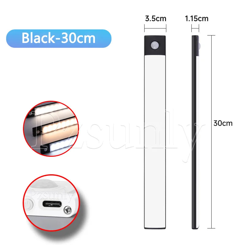 LED Bar Light Motion Sensor USB Rechargeable Led Night Light for Kitchen Wardrobe Cabinet Lighting 12In/16 In/20In Cabinet Light