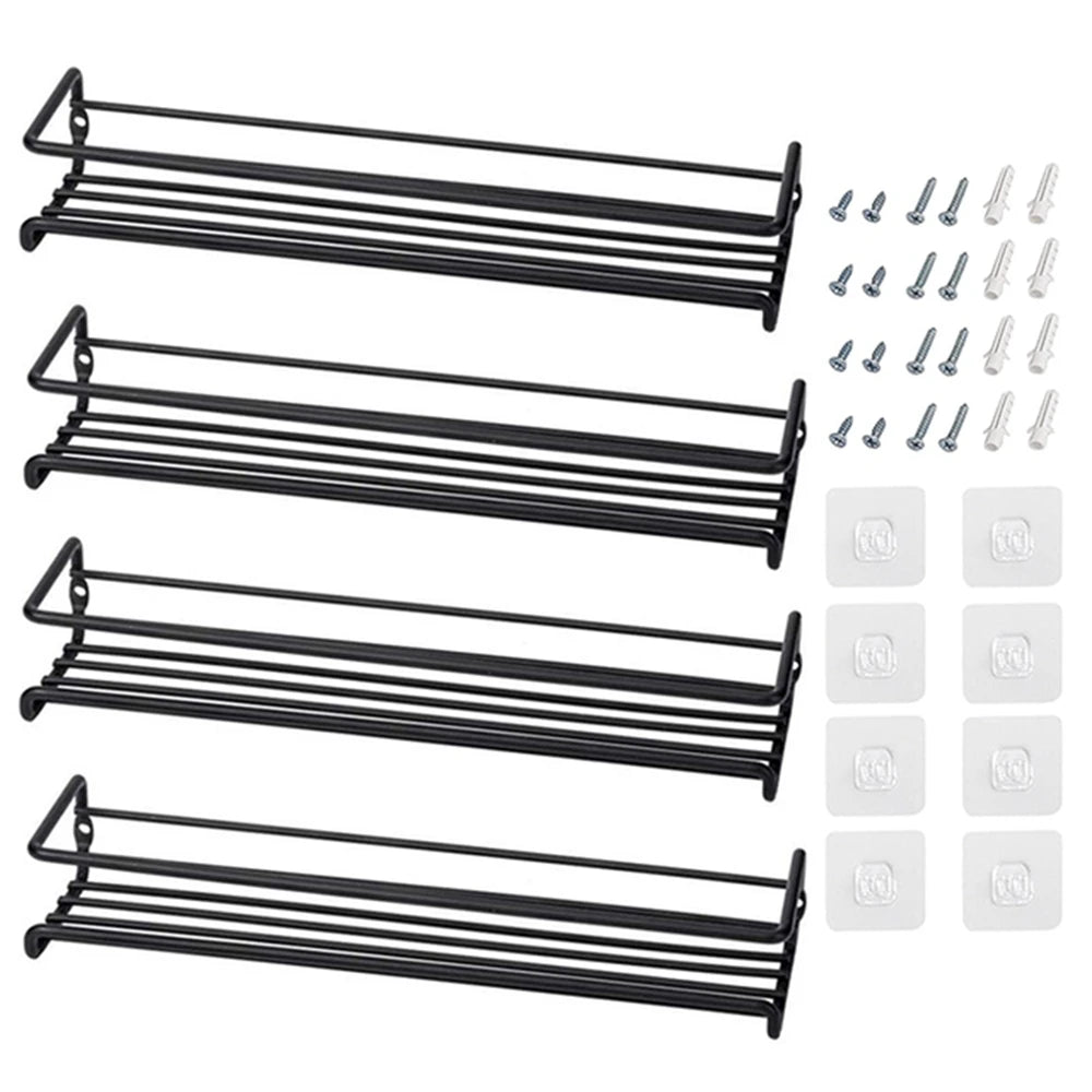 4/2PCS Spice Rack Organizer Wall Mount Storage Racks Space Saving Metal Seasoning Racks Kitchen Cabinet Door Spice Jar Organizer