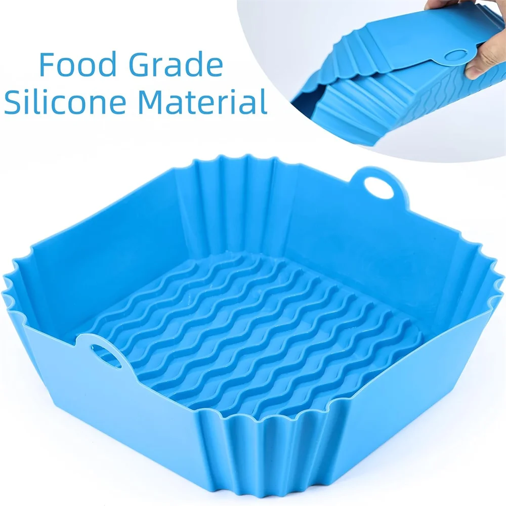 Silicone Air Fryer Liners, Replacement of Parchment Paper Liner - Reusable & Heat Resistant Air Fryer Silicone Baking Tray