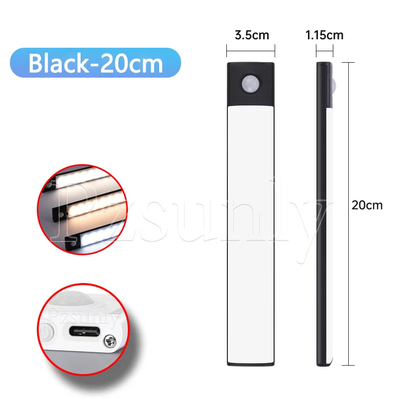 LED Bar Light Motion Sensor USB Rechargeable Led Night Light for Kitchen Wardrobe Cabinet Lighting 12In/16 In/20In Cabinet Light