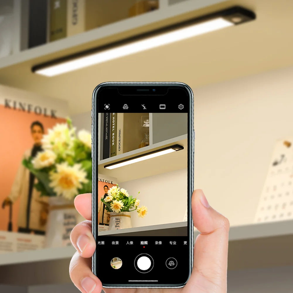 LED Bar Light Motion Sensor USB Rechargeable Led Night Light for Kitchen Wardrobe Cabinet Lighting 12In/16 In/20In Cabinet Light