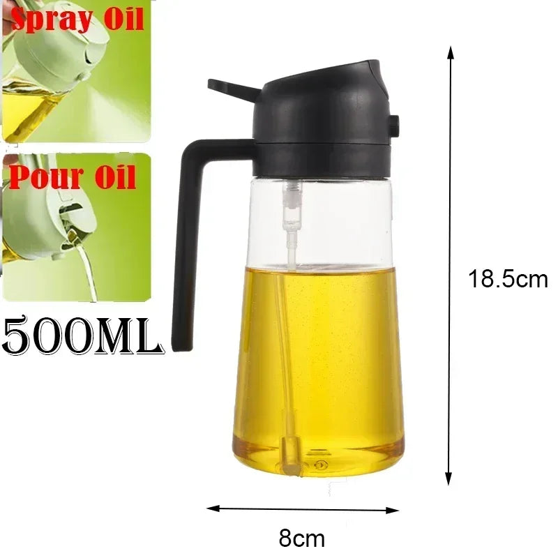 2In1 500Ml Plastic Spray Oil Sprayer Bottle Spray Oil Dispenser Oil Jar Cruet BBQ Kitchen Baking Roasting Picnic Kitchen Tool