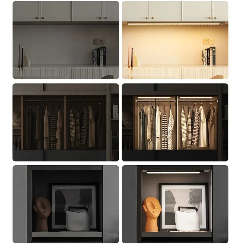 LED Bar Light Motion Sensor USB Rechargeable Led Night Light for Kitchen Wardrobe Cabinet Lighting 12In/16 In/20In Cabinet Light