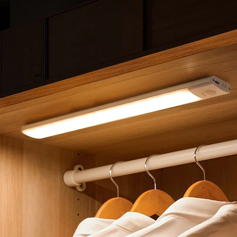 LED Bar Light Motion Sensor USB Rechargeable Led Night Light for Kitchen Wardrobe Cabinet Lighting 12In/16 In/20In Cabinet Light