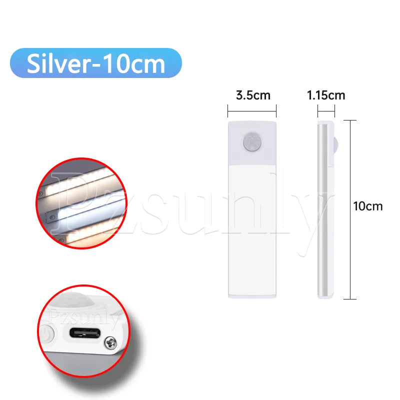 LED Bar Light Motion Sensor USB Rechargeable Led Night Light for Kitchen Wardrobe Cabinet Lighting 12In/16 In/20In Cabinet Light
