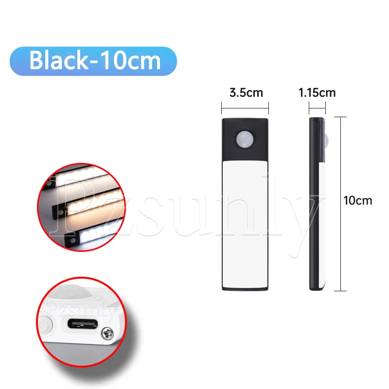 LED Bar Light Motion Sensor USB Rechargeable Led Night Light for Kitchen Wardrobe Cabinet Lighting 12In/16 In/20In Cabinet Light