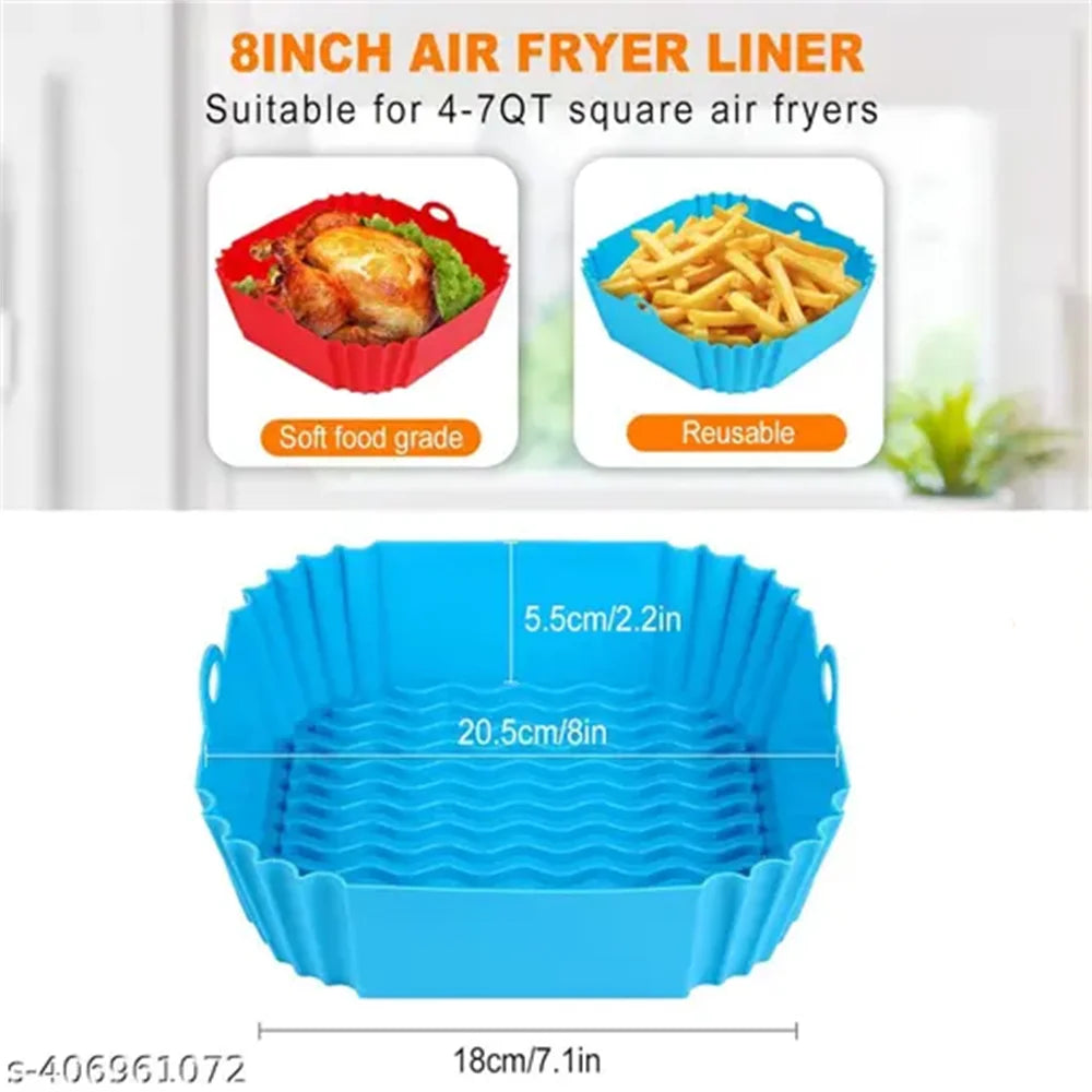 Silicone Air Fryer Liners, Replacement of Parchment Paper Liner - Reusable & Heat Resistant Air Fryer Silicone Baking Tray