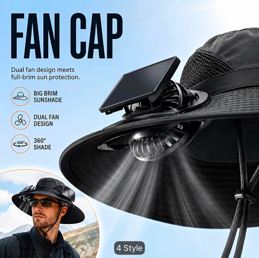 Solar Sun Hat with Dual Cooling Fans – USB Rechargeable UV Protection Hat- LEGACY 5M