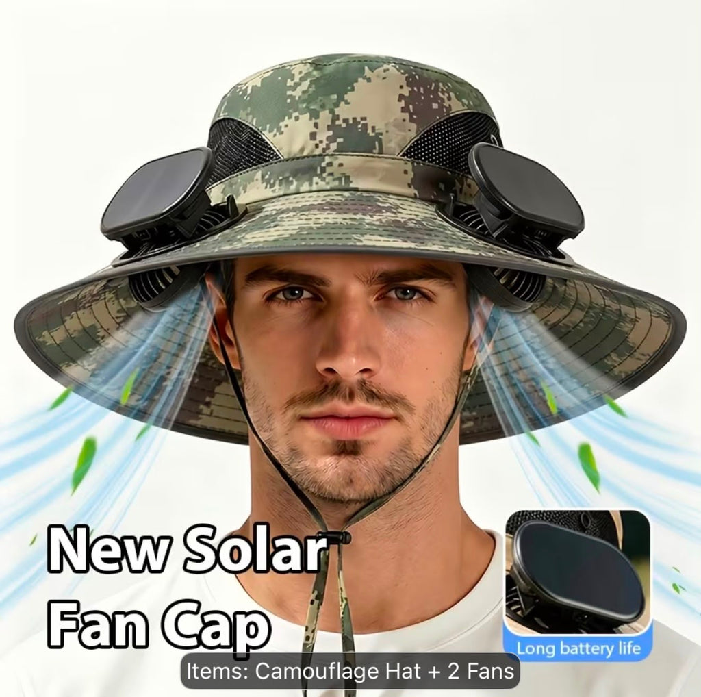 Solar Sun Hat with Dual Cooling Fans – USB Rechargeable UV Protection Hat- LEGACY 5M