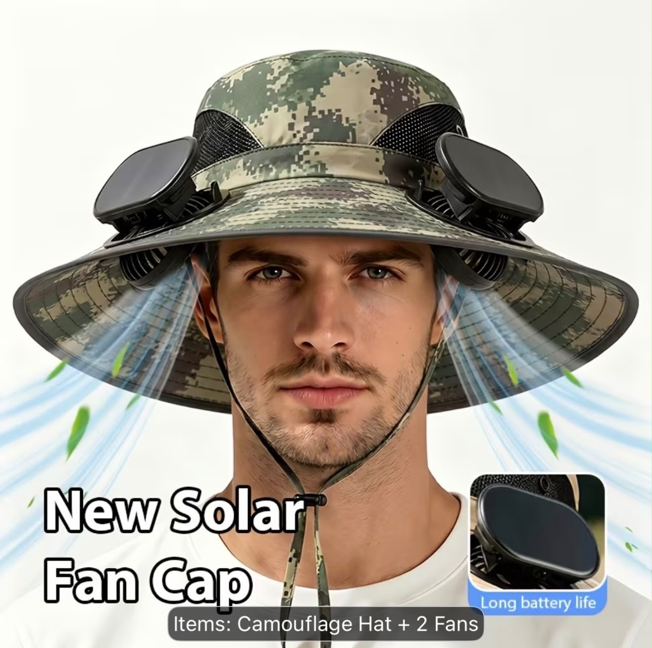 Solar Sun Hat with Dual Cooling Fans – USB Rechargeable UV Protection Hat- LEGACY 5M