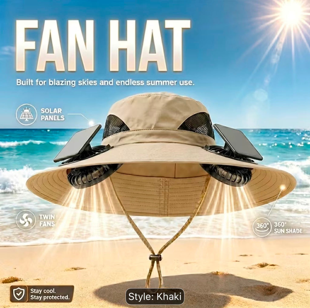 Solar Sun Hat with Dual Cooling Fans – USB Rechargeable UV Protection Hat- LEGACY 5M