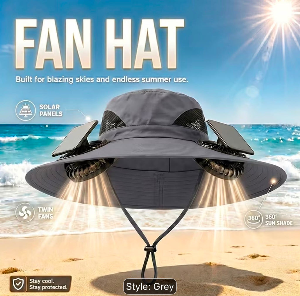 Solar Sun Hat with Dual Cooling Fans – USB Rechargeable UV Protection Hat- LEGACY 5M