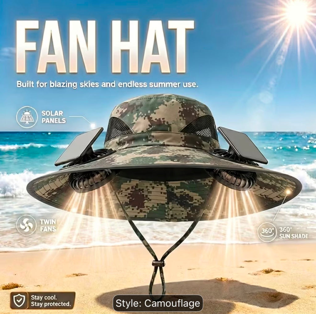 Solar Sun Hat with Dual Cooling Fans – USB Rechargeable UV Protection Hat- LEGACY 5M