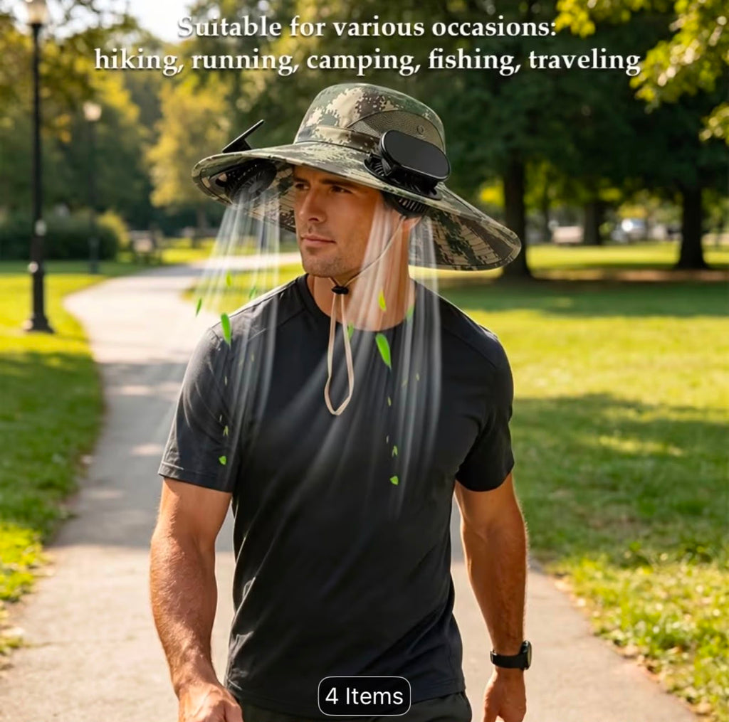 Solar Sun Hat with Dual Cooling Fans – USB Rechargeable UV Protection Hat- LEGACY 5M