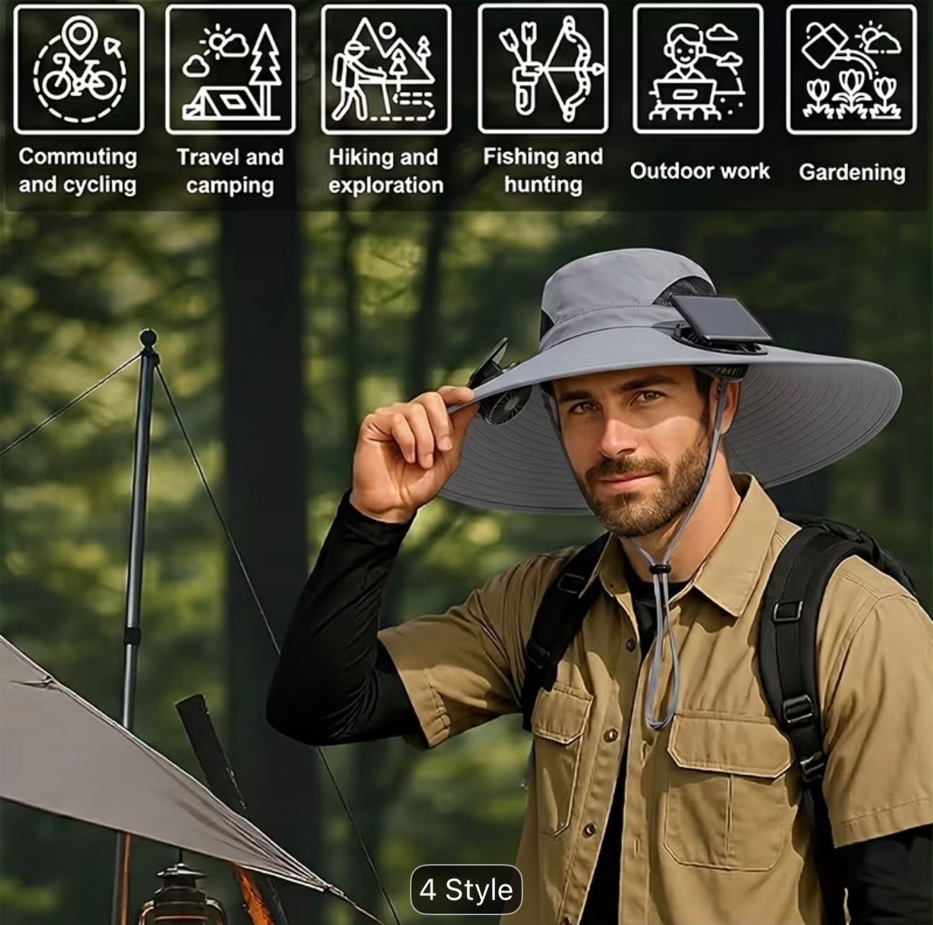 Solar Sun Hat with Dual Cooling Fans – USB Rechargeable UV Protection Hat- LEGACY 5M