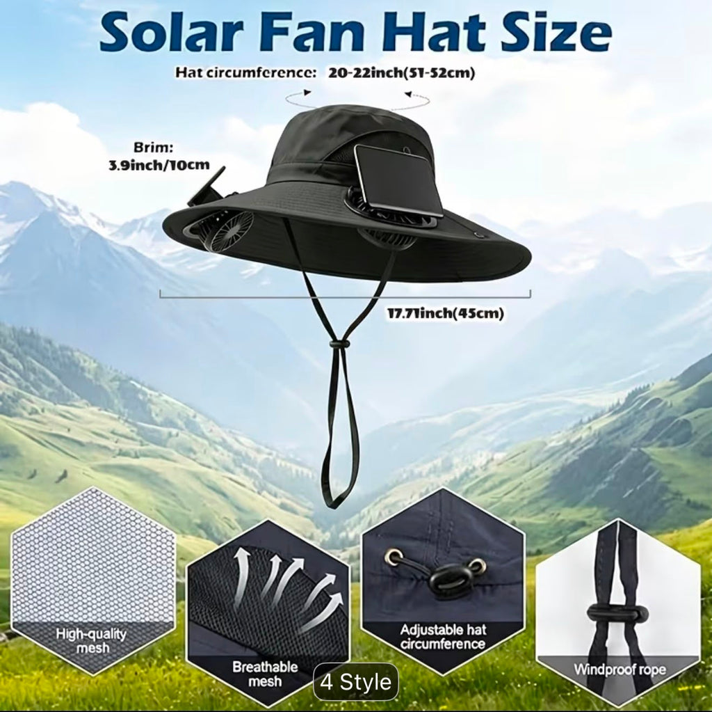 Solar Sun Hat with Dual Cooling Fans – USB Rechargeable UV Protection Hat- LEGACY 5M
