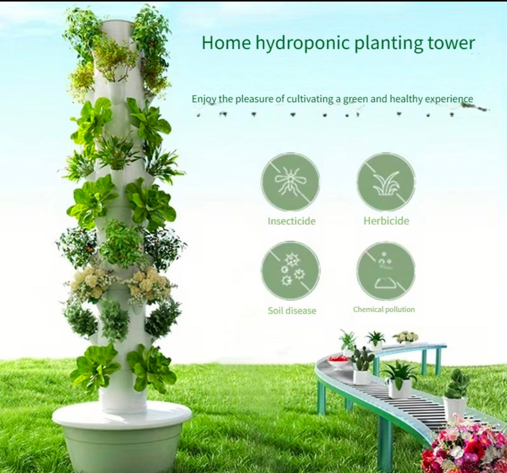 9 Row Tier Hydroponic Tower Vertical Hydroponic System Soilless Cultivation Rack Garden Vegetable Strawberry Planting Pipes