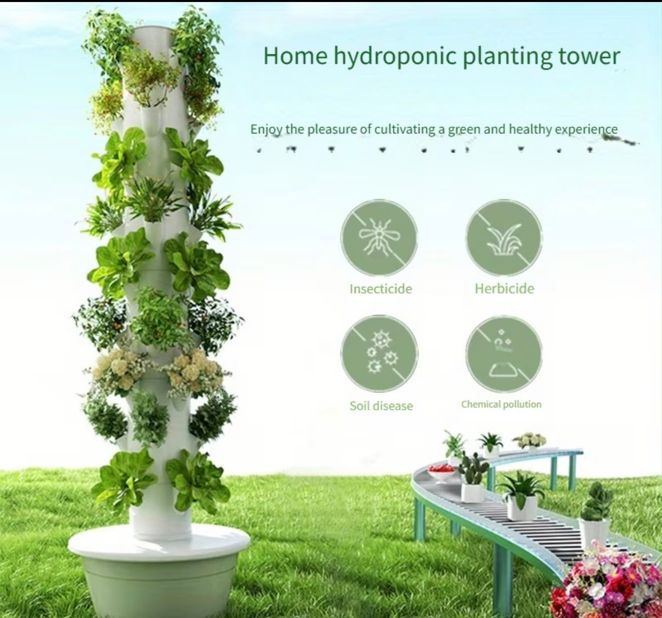 9 Row Tier Hydroponic Tower Vertical Hydroponic System Soilless Cultivation Rack Garden Vegetable Strawberry Planting Pipes