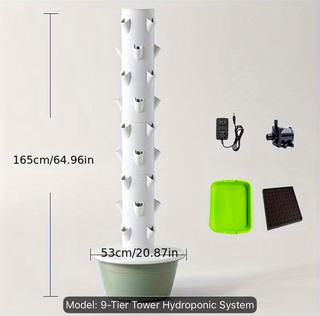 9 Row Tier Hydroponic Tower Vertical Hydroponic System Soilless Cultivation Rack Garden Vegetable Strawberry Planting Pipes