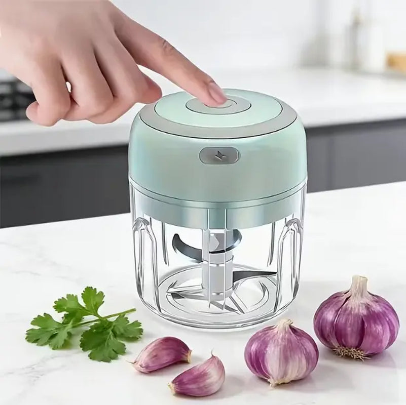 Portable Mini Multifunctional Electric Food Chopper, Single Speed Mincer for Veg, Tomato, Ginger Paste, Button Activated Mini Blender, Compact Kitchen Gadget for Baby Food, Seasoning & Daily Home Ingredient Prep for Small Family Home Cooking Daily Use