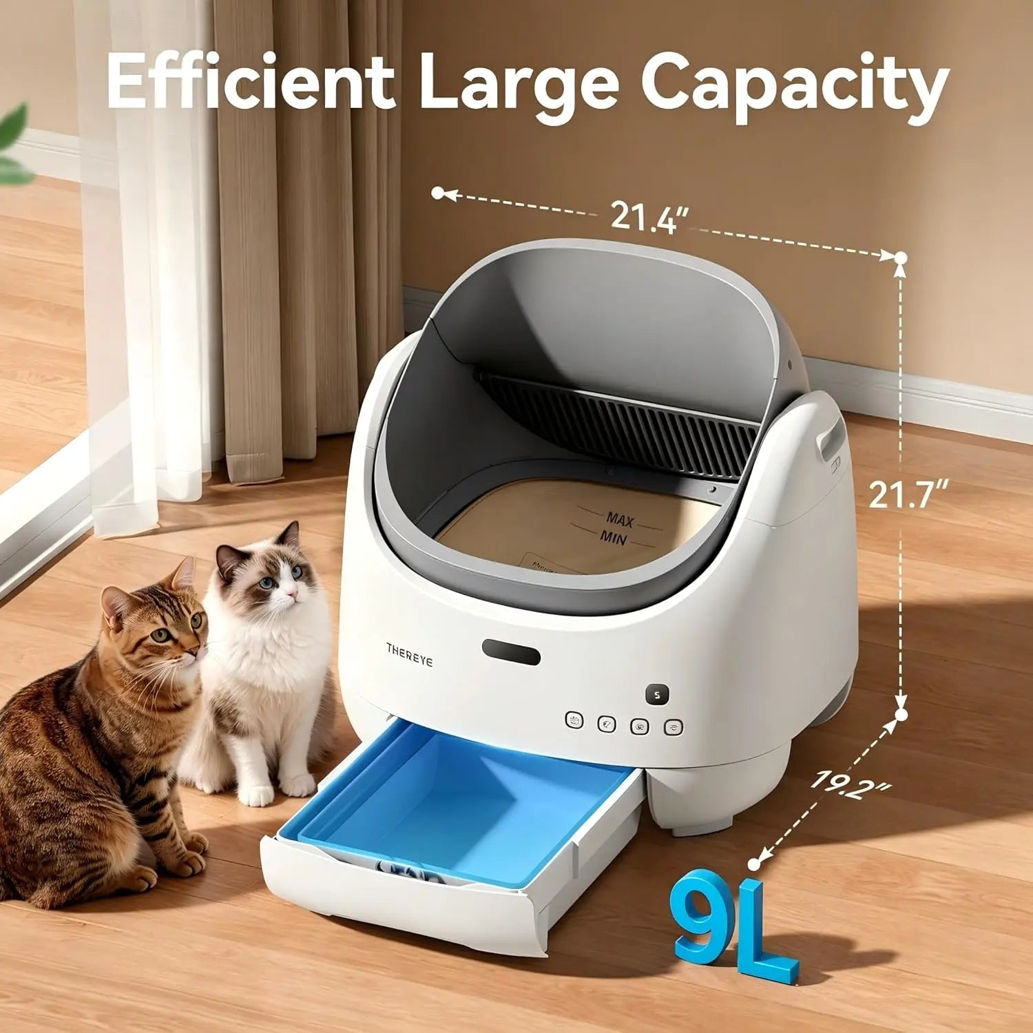 Thereye Open-Top Self-Cleaning Cat Litter Box, Automatic with App Control Wifi Odor-Free Waste Disposal Includes Trash Bags Litterbox for Kittens Weighing from 3 to 30 Pounds.#Summervibes #Petlovers