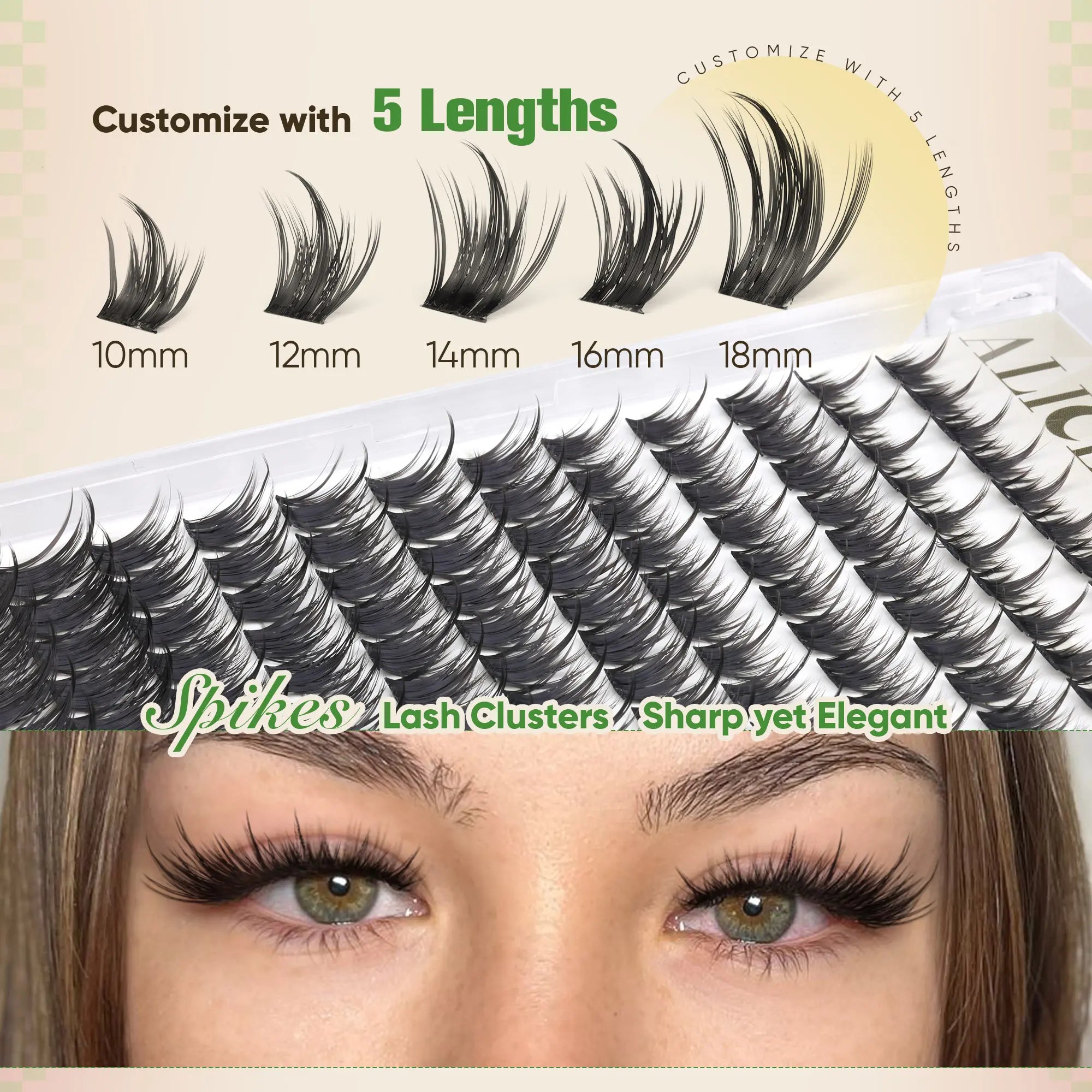 ALICE Natural Lash Extension Kit Spikes CD Curl Eyelash Clusters DIY Thin Band Individual Lashes 10-18Mm Cluster Eyelash Extensions for Daily&Workplace