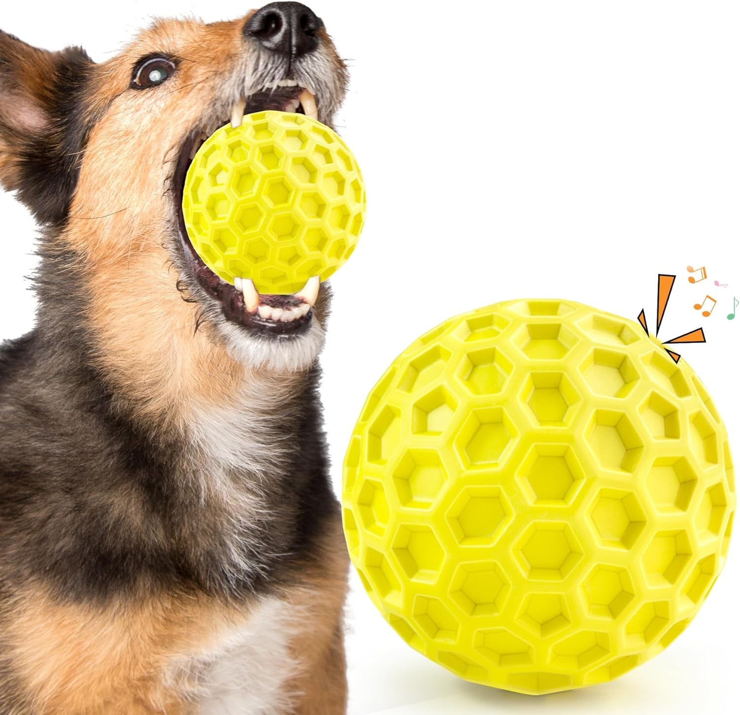 Squeaky Dog Toys for Aggressive Chewers, Indestructible Dog Balls for Aggressive Chewers, Squeaky Balls for Dogs, Interactive Toys for Large Dogs, Funny Heavy Duty Ball
