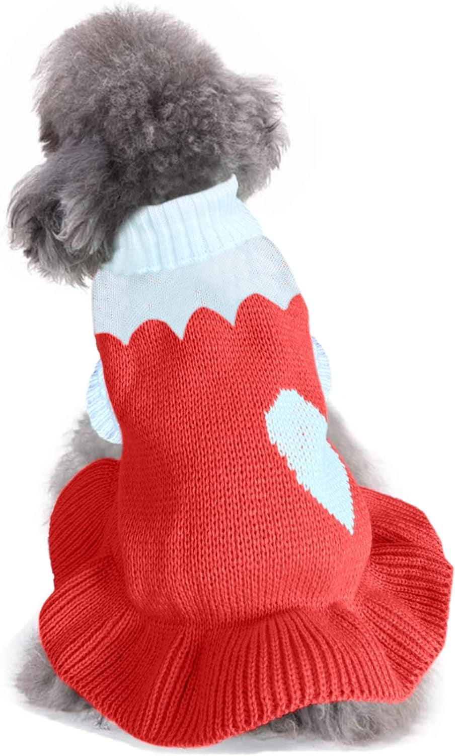 Pet Dog Sweaters Classic Knitwear Turtleneck Winter Warm Puppy Clothing Cute Strawberry and Heart Doggie Sweater (Red2, Xx-Small)