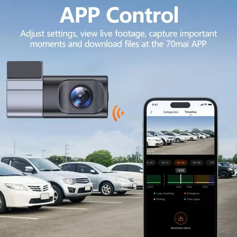 Wired Wifi Dash Cam 1080P HD ，Comes with a Free 32GB TF Card 360° Rotatable Mini Car Camera with Night Vision, Loop Recording, 24H Parking Monitor Dvr Card Storage
