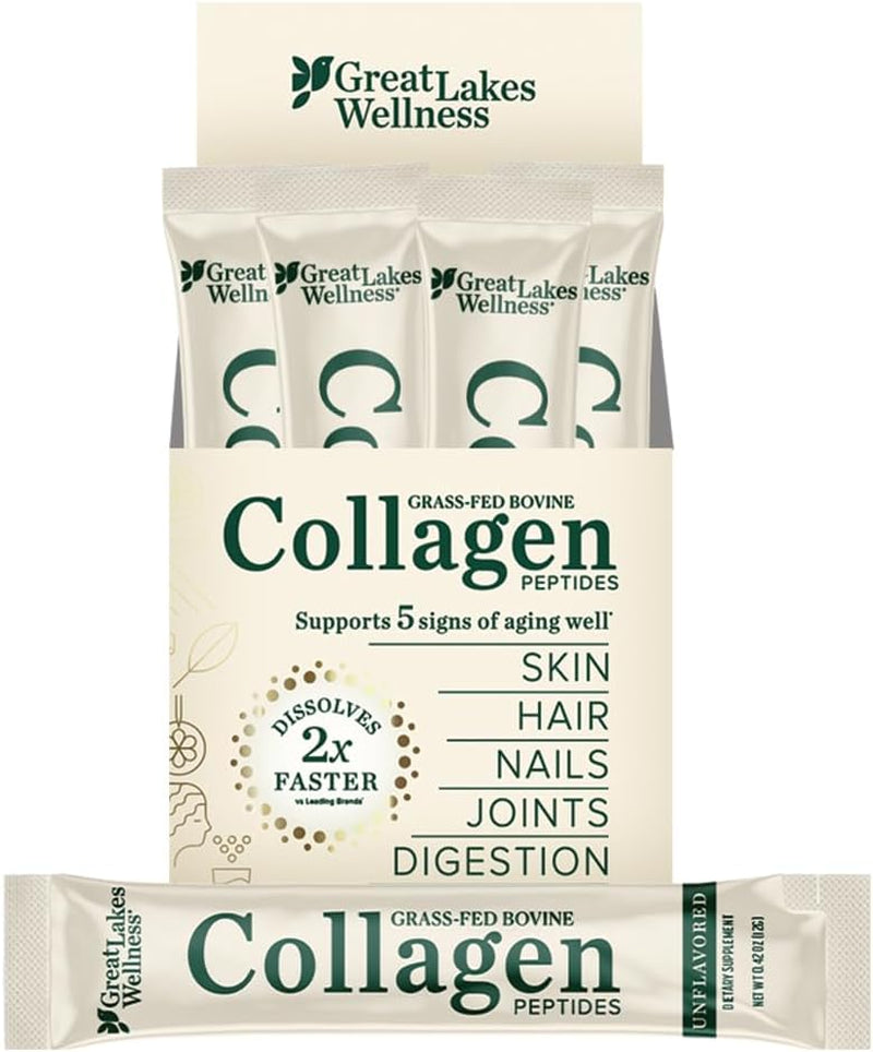 Great Lakes Wellness Collagen Peptides Powder – Supports Skin, Hair, Nails, Joints & Digestion – Hydrolyzed, Non-Gmo, Keto & Kosher – Pure Collagen Protein (16 Oz, 22 Servings) Packaging May Vary