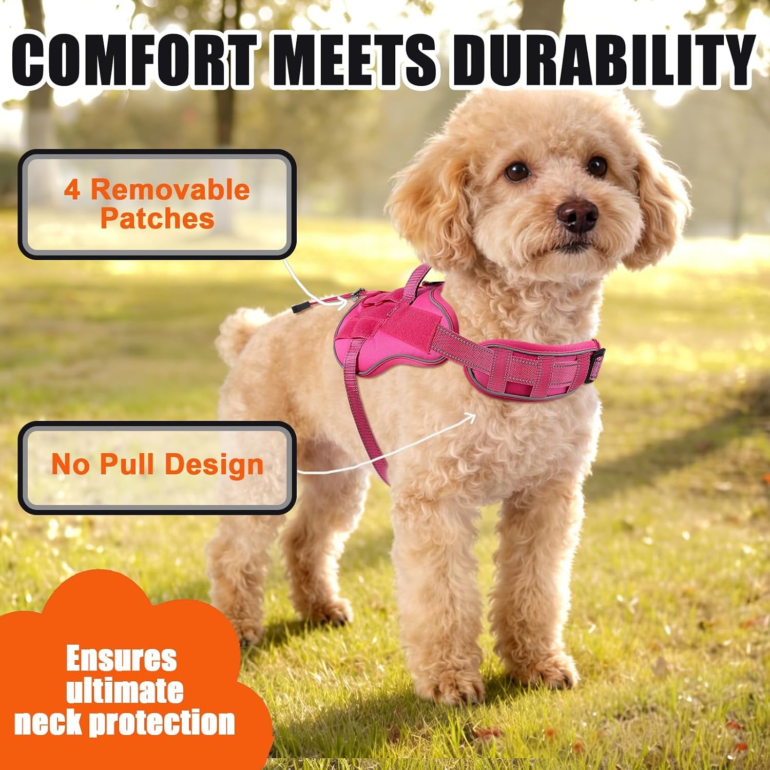 Service Dog Vest, No Pull Dog Harness Small Medium Sized Dog, Service Dog Harnesses and Leash Set, Reflective Easy Walk Dog Vest Harness with Handle, Service Animal Vest for Dogs(Pink, M)