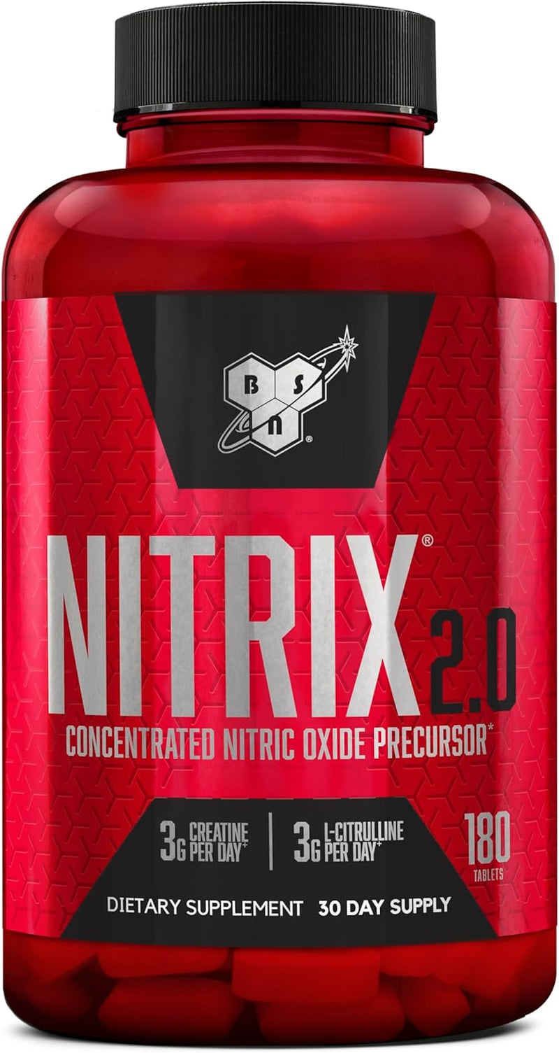 NITRIX 2.0, Workout Supplement, Nitric Oxide Precursors, 3G Creatine, 3G L Citrulline, L-Citrulline, Supports Workout Performance, Pumps, Muscle Recovery and Endurance, 180 Tablets, 60 Servings