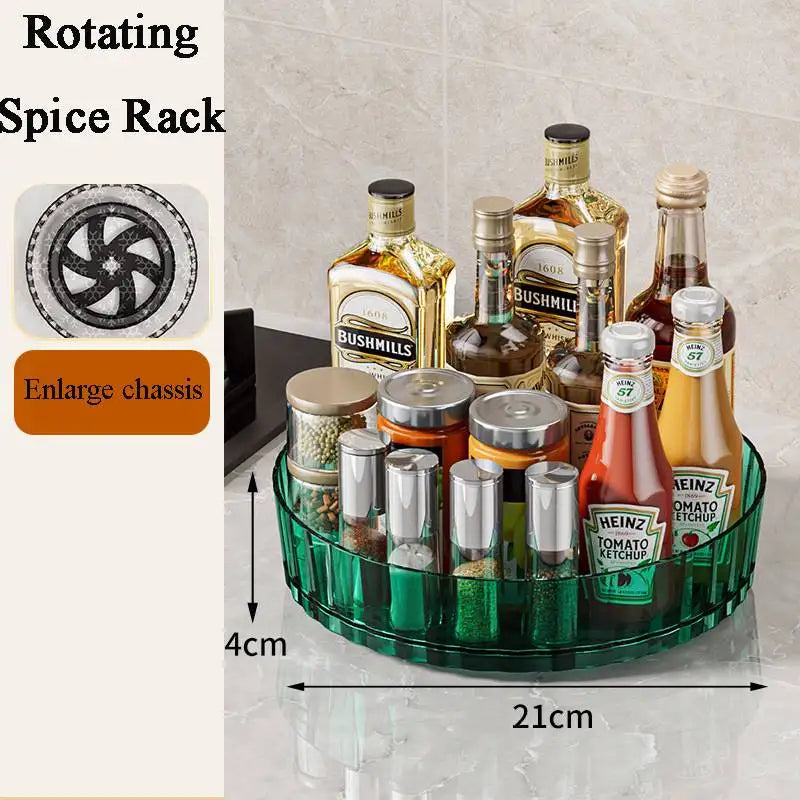 360° Rotating Seasoning Storage Rack Kitchen Storage Spice Rack Non-Slip Cabinet Organizer Tray Plate Cosmetic Organizer Bin