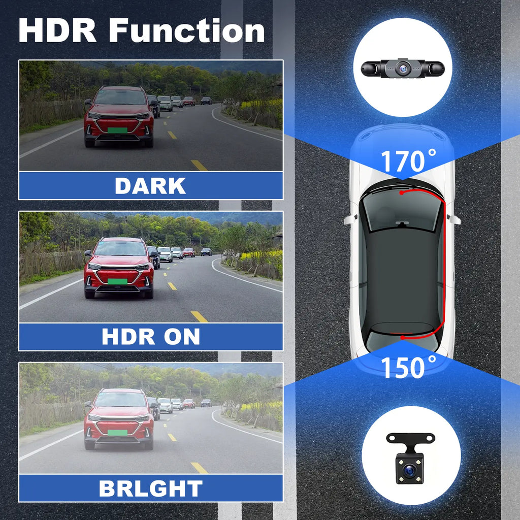 4 Channel 1080P Car Dash Cam 64GB SD Card 24/7 Parking Mode Front Rear Left Right HD Screen Loop Recording Wide Angle G Sensor Accident Evidence Car Safety Recorder Car Gadgets Tech Gifts #Dashcam #FYP #Cartok #Safetyfirst Tiktokshopsprin Driving Camera