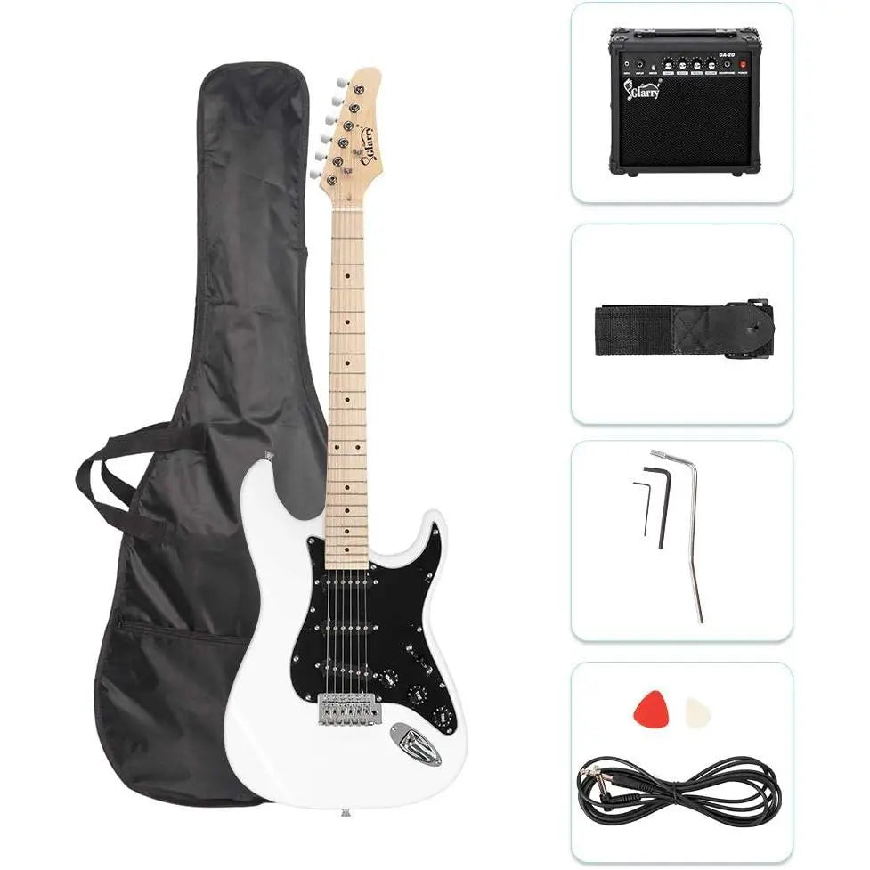 GLARRY Full Size Electric Guitar for Music Lover Beginner with 20W Amp and Accessories Pack Guitar Bag