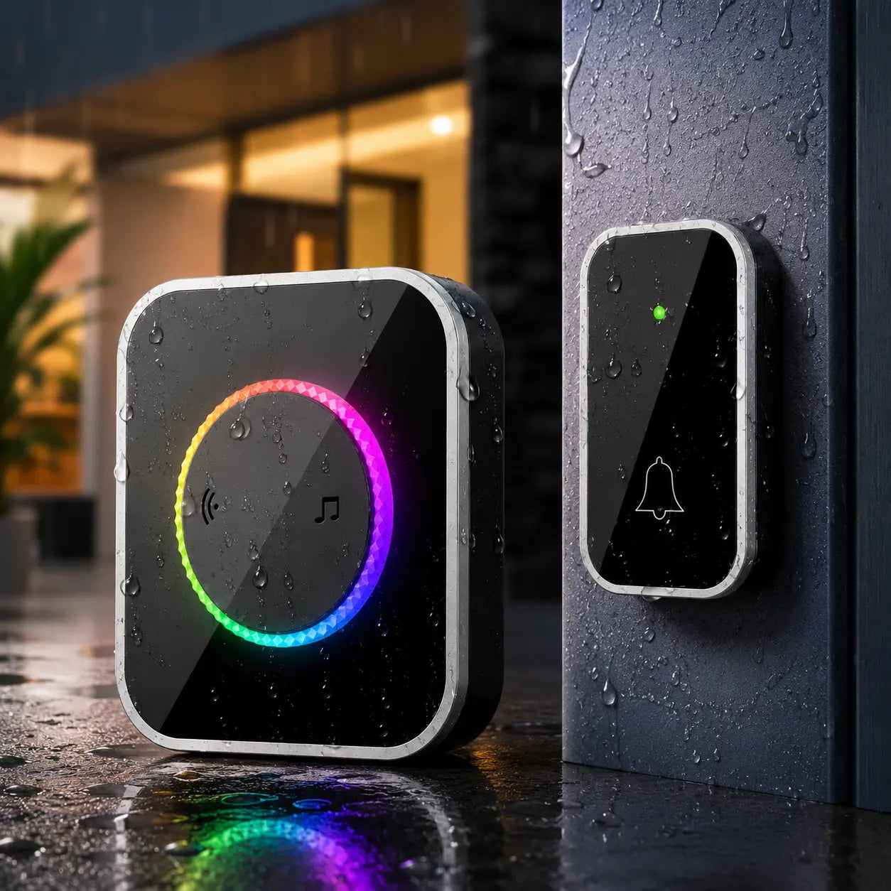 Wireless Doorbell Camera Alternative, Smart Doorbell Chime Kit with 1000Ft Long Range, Waterproof Easy Install Door Bell for Home Apartment Office, 45 Chimes Adjustable Volume Colorful LED Black Home Essentials