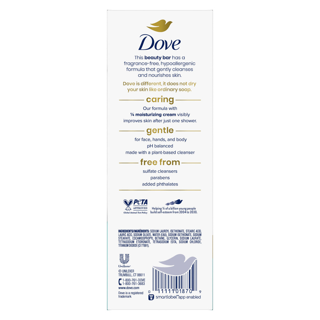 Dove Moisturizing Beauty Bar Soap Sensitive Skin, 3.75 Oz, 16 Bars
