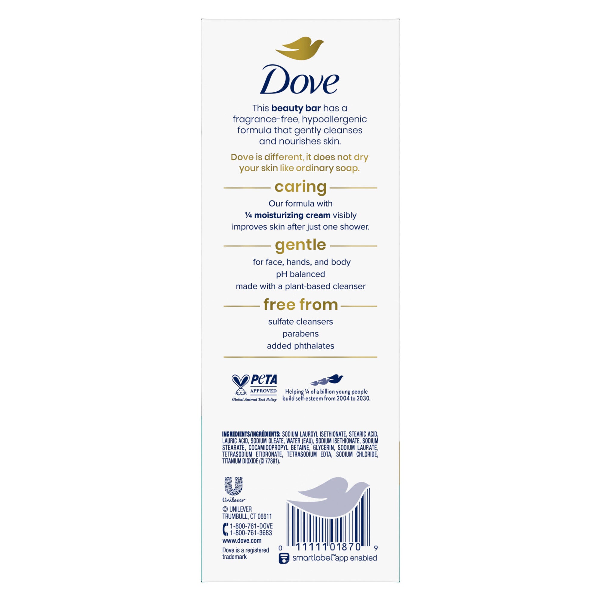 Dove Moisturizing Beauty Bar Soap Sensitive Skin, 3.75 Oz, 16 Bars