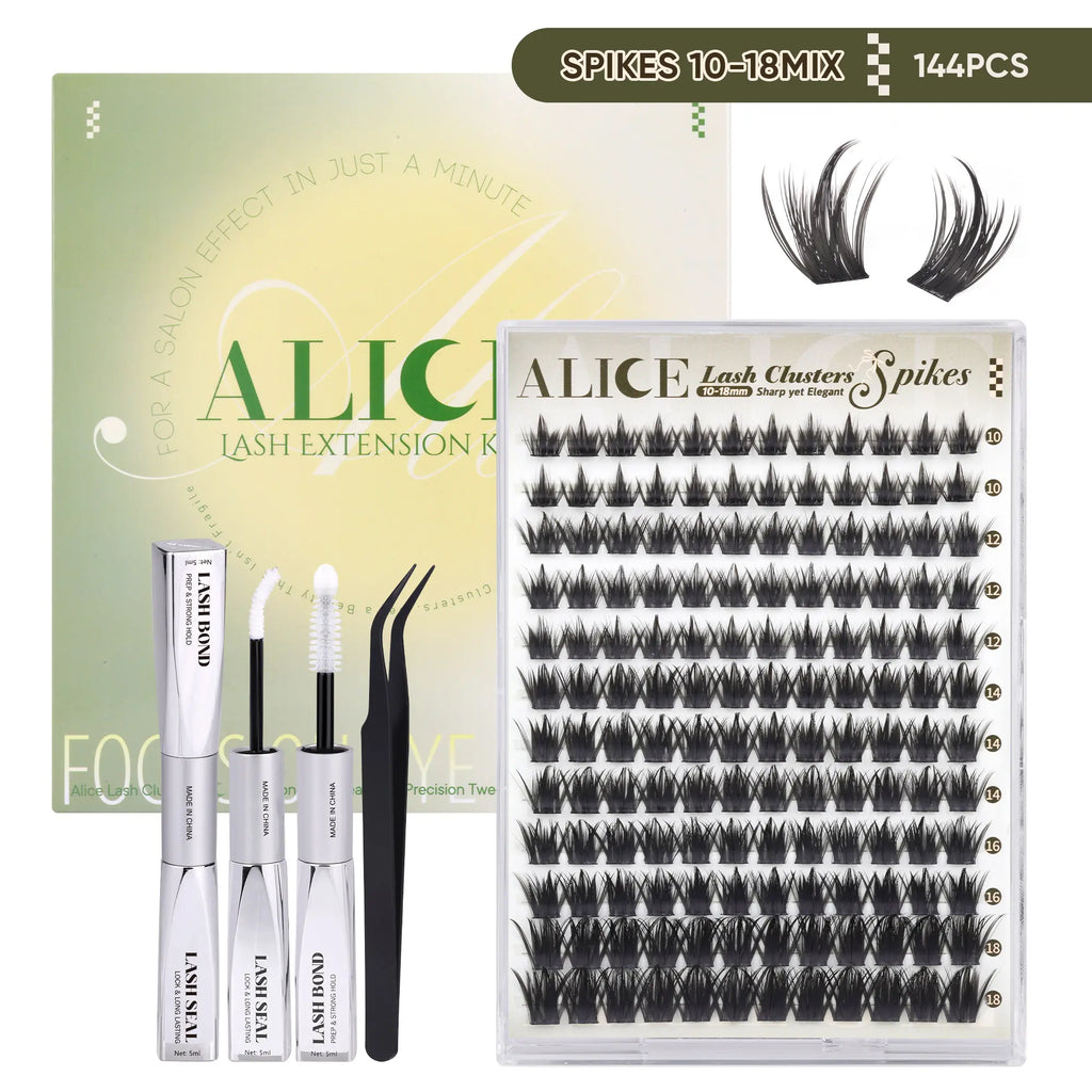 ALICE Natural Lash Extension Kit Spikes CD Curl Eyelash Clusters DIY Thin Band Individual Lashes 10-18Mm Cluster Eyelash Extensions for Daily&Workplace