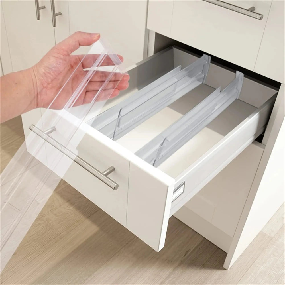 1/4/6Pcs Drawer Dividers Organizers Adjustable Clear Plastic Drawers Separators for Clothing, Kitchen Utensils and Makeup Office