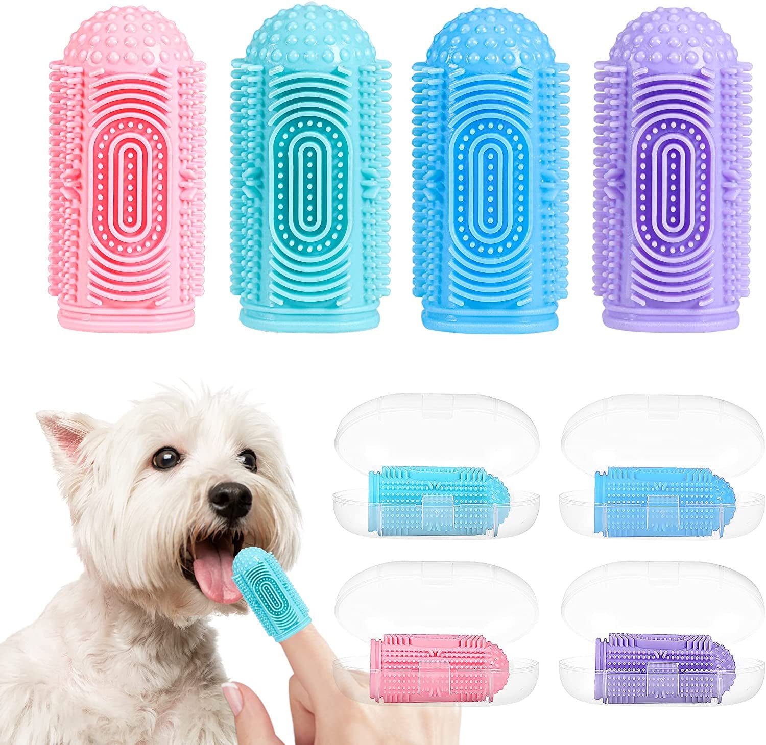 Dog Toothbrush 8 Pack Dog Tooth Brushing Kit Dogs Finger Toothbrush for Teeth Cleaning & Dental Care Cat Toothbrushs Doges Tooth Brush Puppy Toothbrushs Pet Toothbrushes Finger Brush
