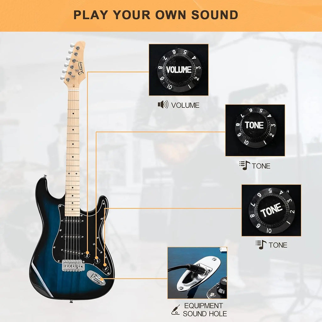 GLARRY Full Size Electric Guitar for Music Lover Beginner with 20W Amp and Accessories Pack Guitar Bag