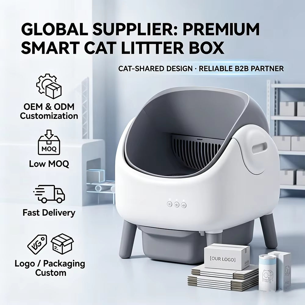 Open-Top round Plastic Self Cleaning Automatic Cat Litter Box App Control Odor Free Low Noise Multiple Cats Smart Stock
