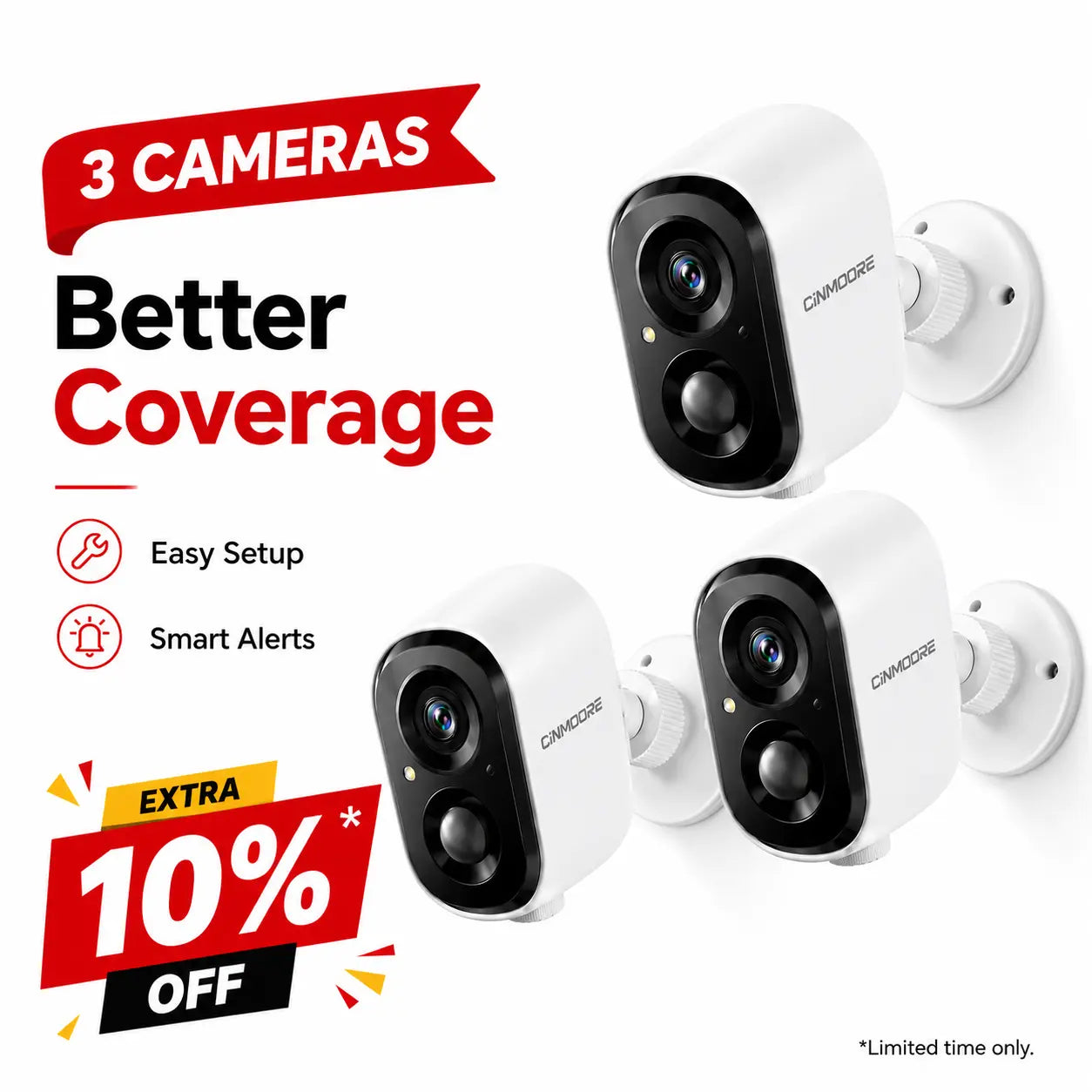 CINMOORE 2.5K Wireless Home Security Camera - Magnetic Wifi Camera with Color Night Vision, 2-Way Audio, Human Motion Sensor, Local Storage, Waterproof, Easy Installation, Smart Home Gadget for Garage, Camera Security Cameras for Home
