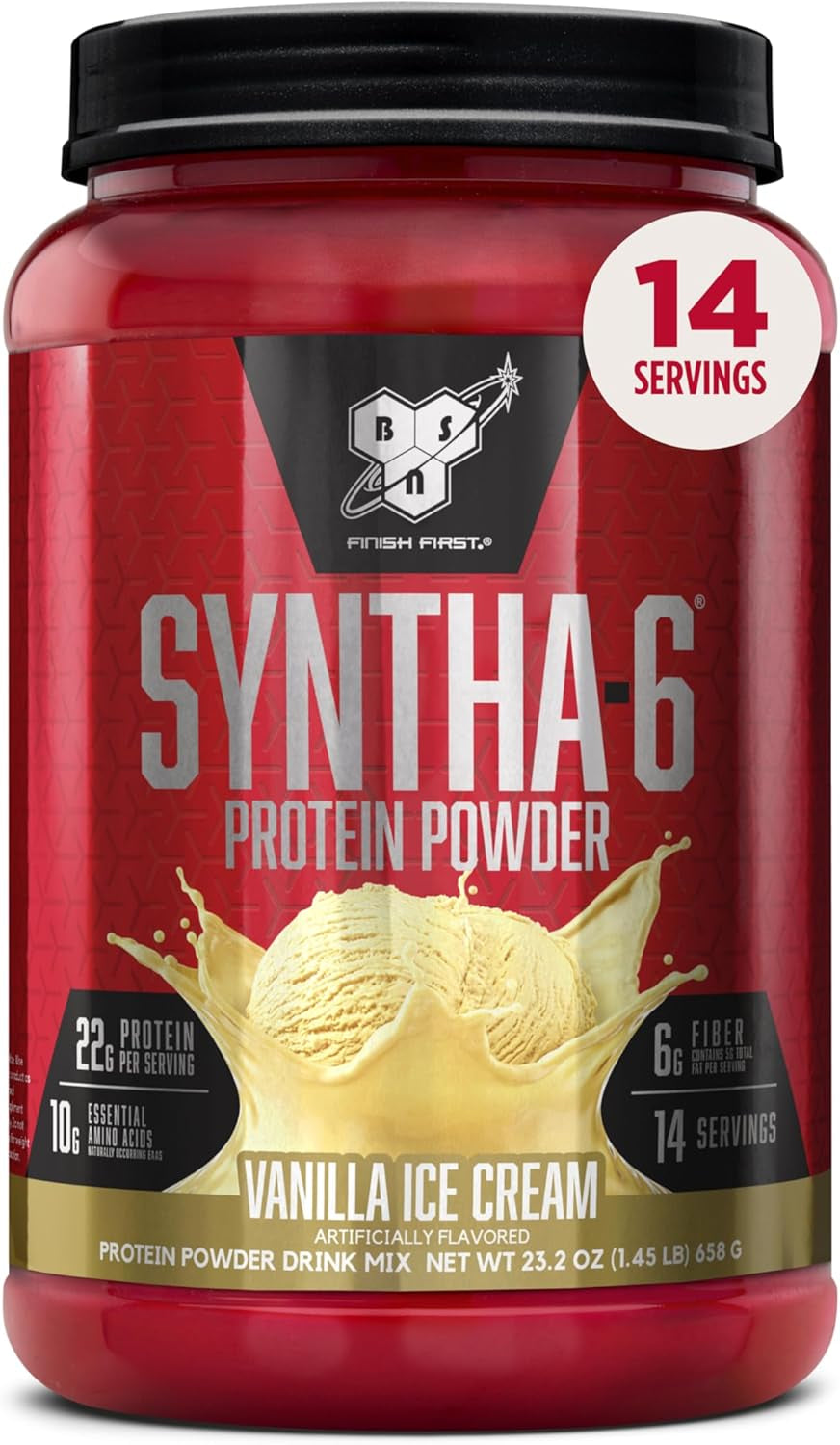 SYNTHA-6 Whey Protein Powder, Micellar Casein, Milk Protein Isolate Powder, Vanilla Ice Cream, 5 Pounds, 48 Servings (Pack of 1) - Package May Vary